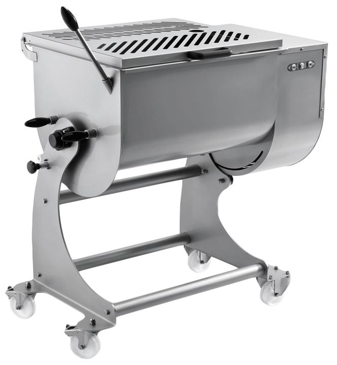 SS Meat Mixer on wheels left side front