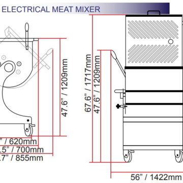 SS Meat Mixer dimensions