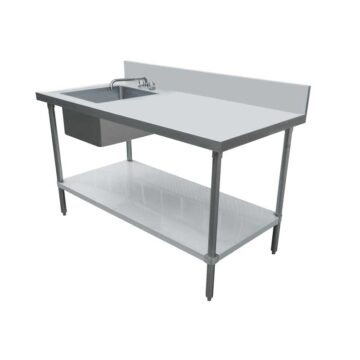 SS work table with sink on left side