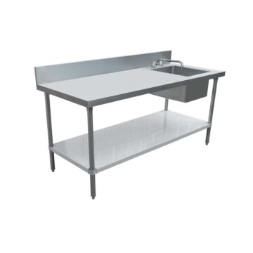 SS work table with right sink left side front