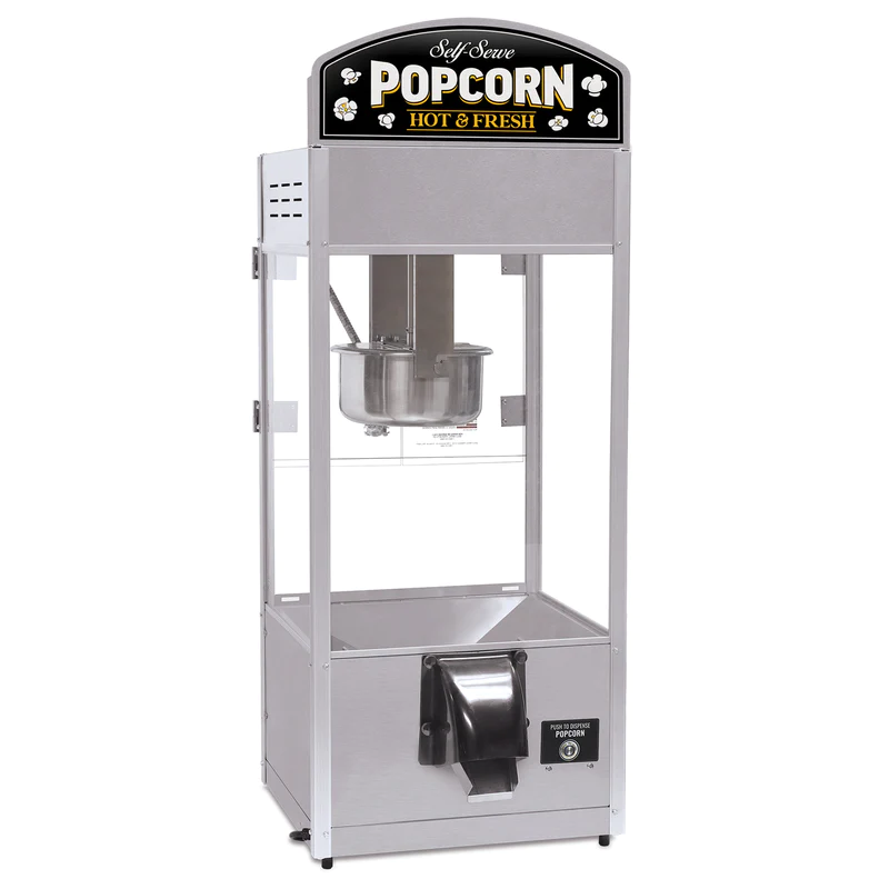 SS black counter popcorn machine left side front