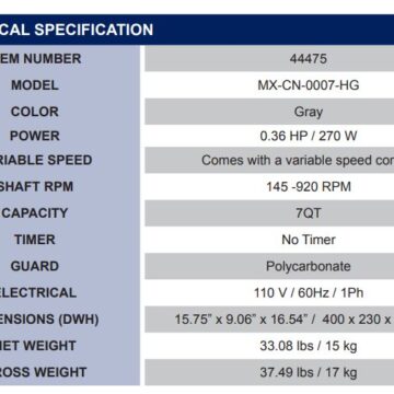 mixer specifications