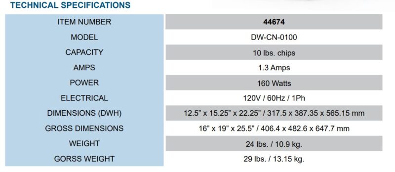 nacho warmer specs