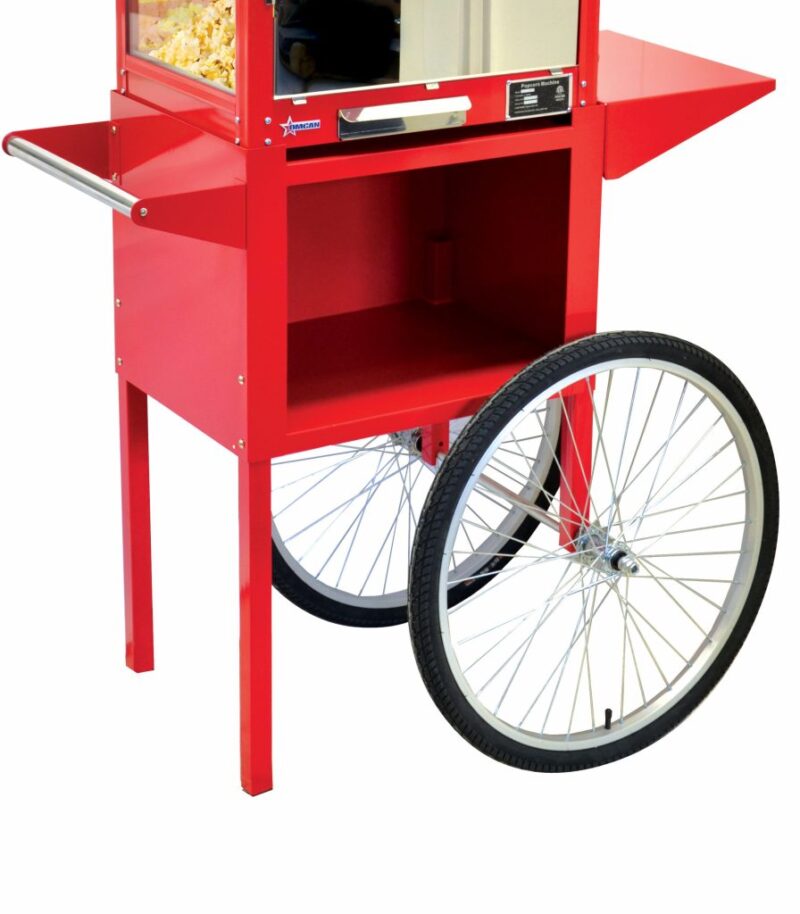 red popcorn machine on trolly