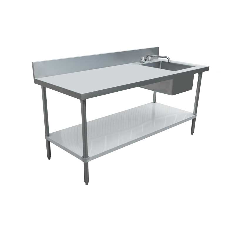 SS work table with right sink left side front