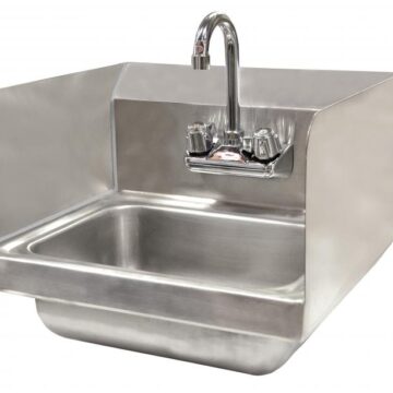 Hand Sink with Faucet and Side Splashes right side front