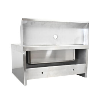Stainless steel hand sink with knee valves back