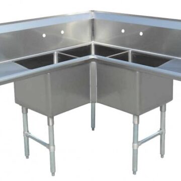 stainless steel corner three tub sink