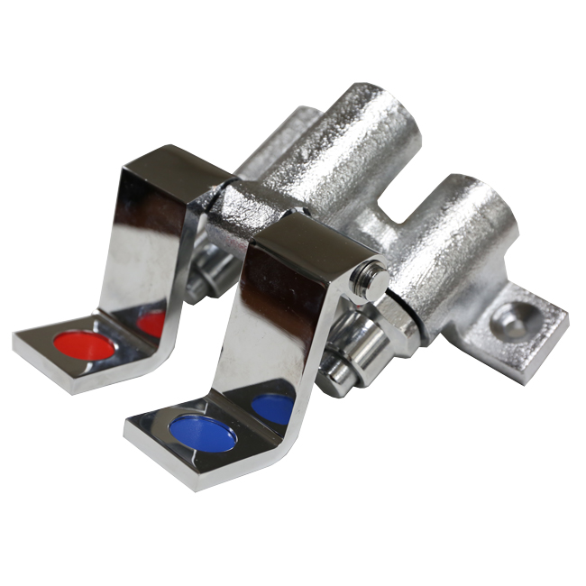 stainless steel foot valve with blue and red color