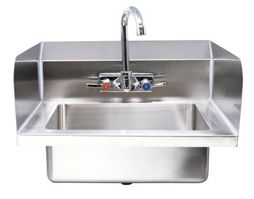 stainless steel hand sink with side splashes front