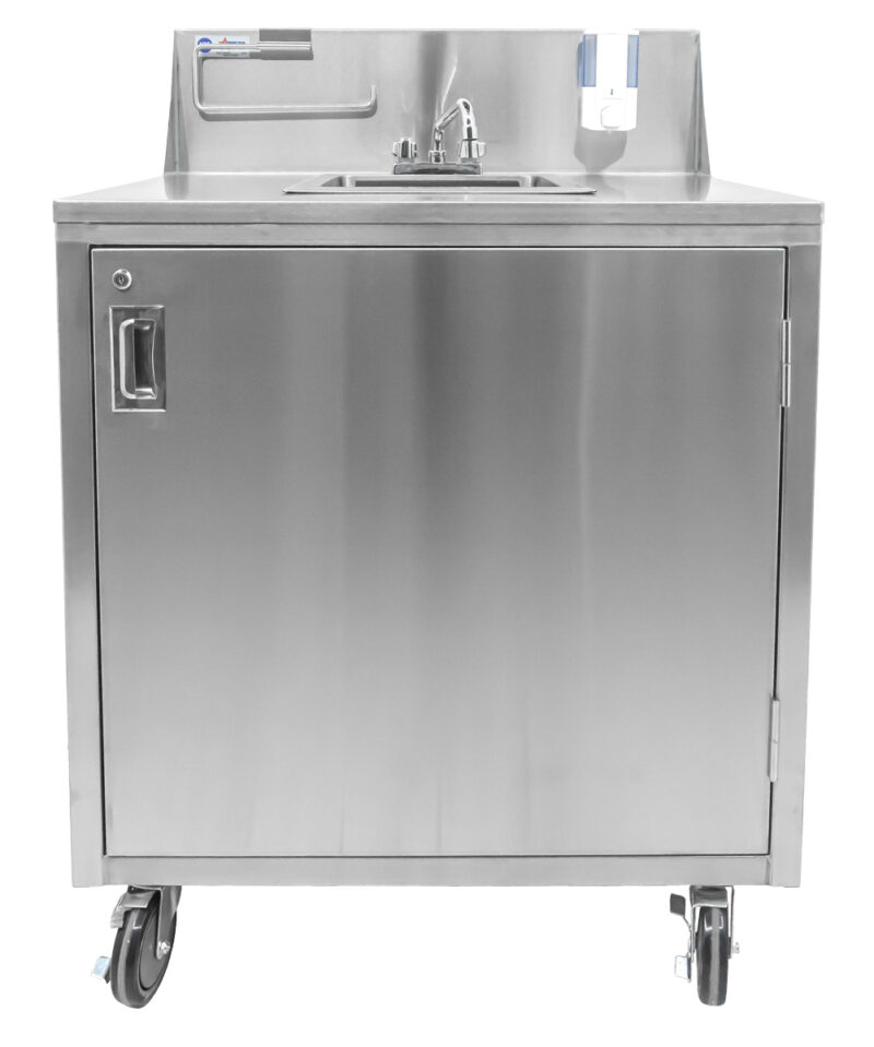 stainless steel portable hand sink cabinet front