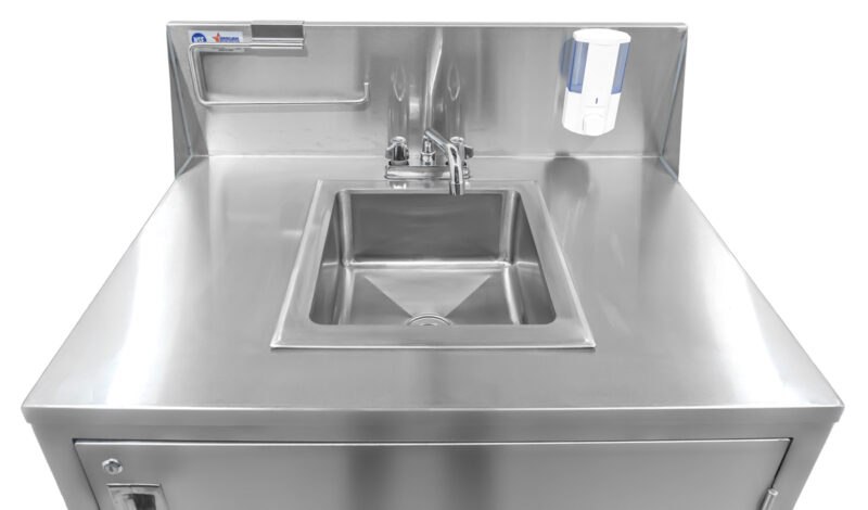 stainless steel portable hand sink top view