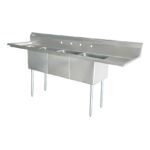 stainless steel three tub sink