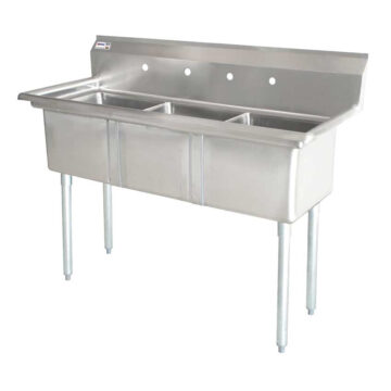 stainless steel three tub sink no drain