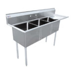 stainless steel three tub sink with right drain 1