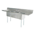 stainless steel three tub sink with two drain 1