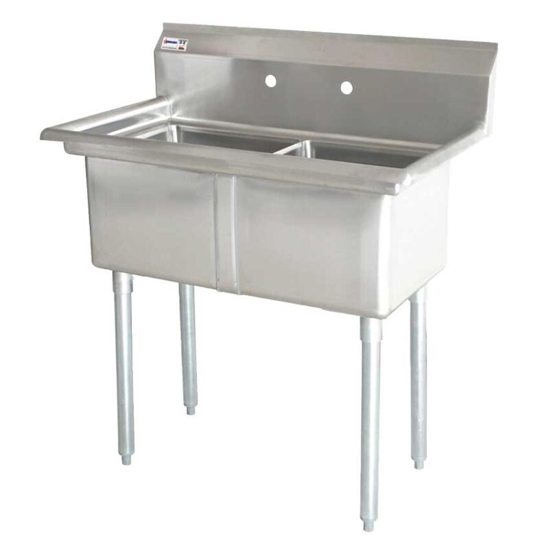 stainless steel two tub sink no drain