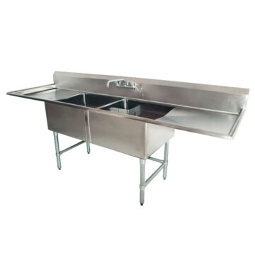 stainless steel two tub sink right side front