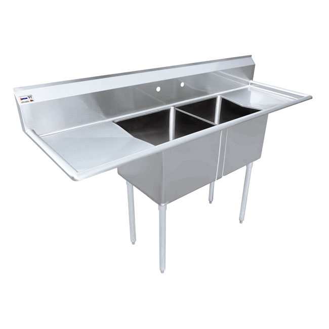 stainless steel two tub sink left side front
