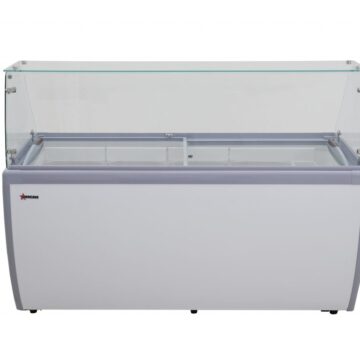 13 pan gelato dipping cabinet with flat sneeze guard