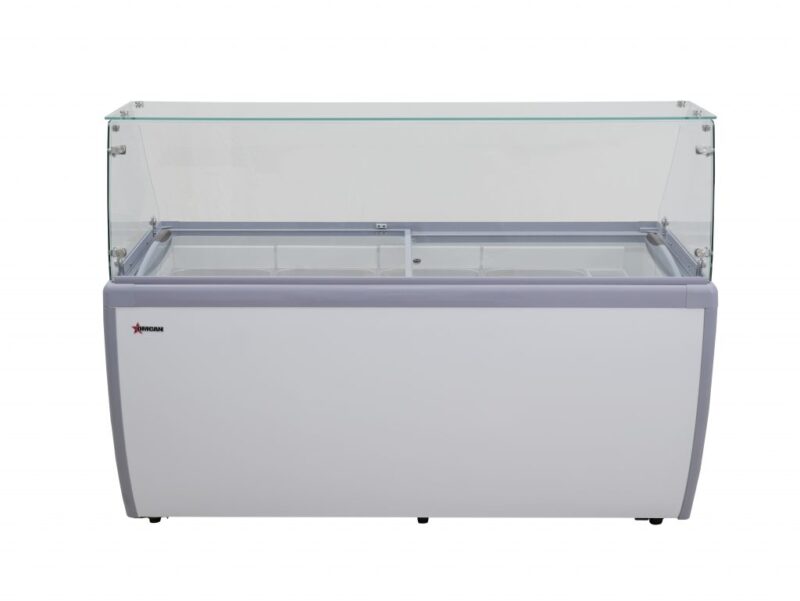 13 pan gelato dipping cabinet with flat sneeze guard