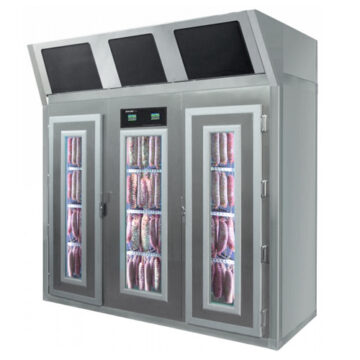 Dry aging cabinet with meat inside