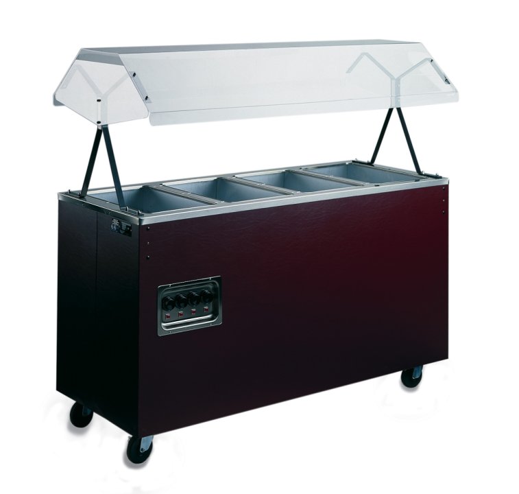 Portable hot food station with open storage