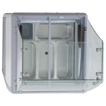 four pan gelato dipping cabinet top inside