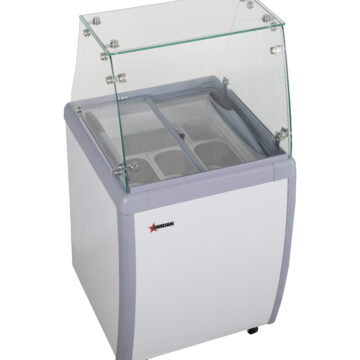 four pan gelato dipping cabinet top left side front