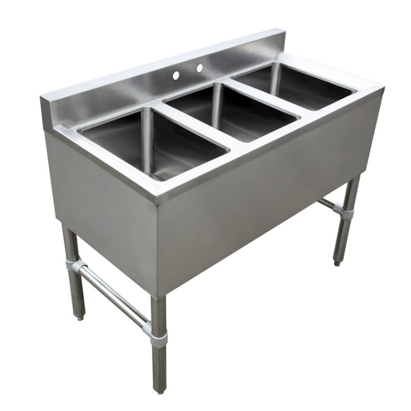 stainless steel under bar 3 compartments sink