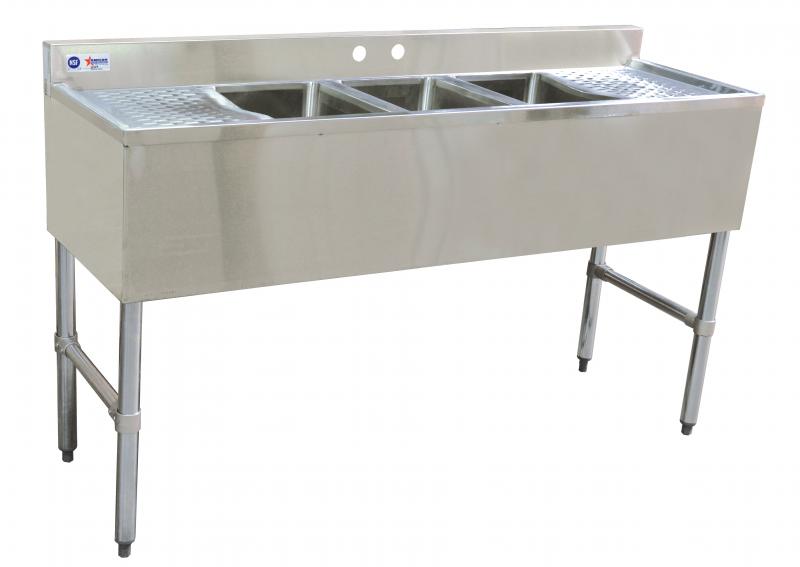 stainless steel under bar sink with 3 compartments