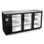 black back bar cooler 3 glass doors