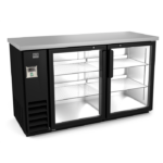 black back bar cooler with 2 glass doors