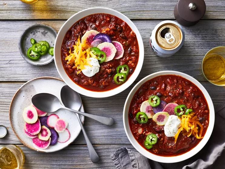 two bowls of chili