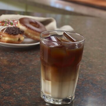 cold drink with donuts
