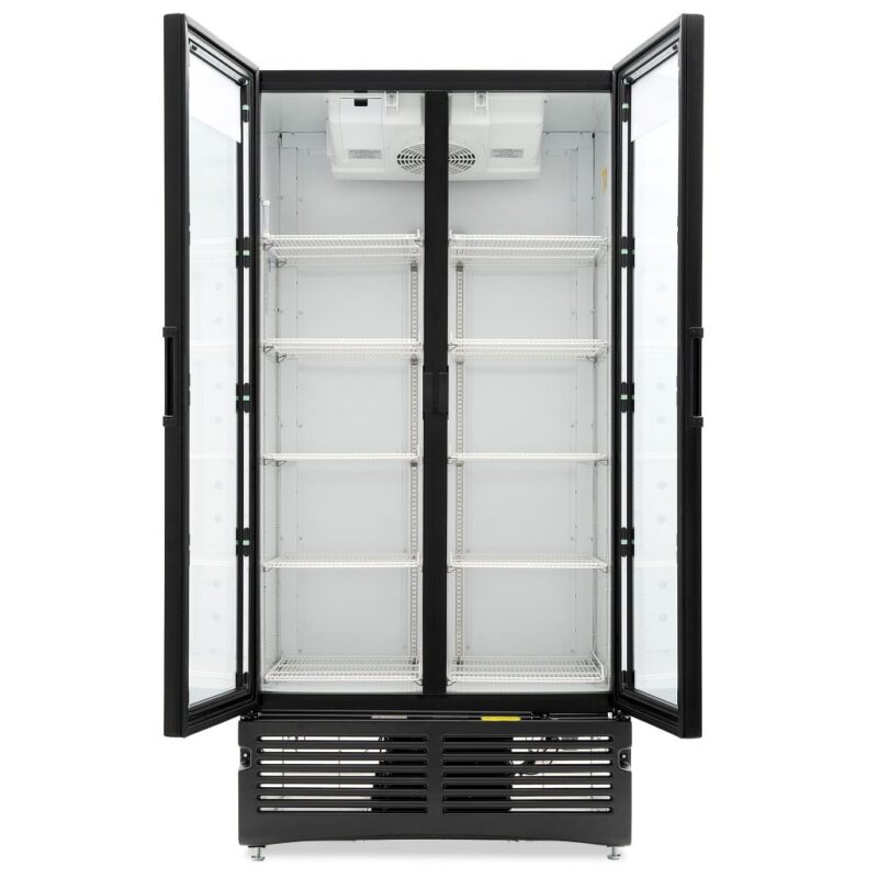 double glass door cooler open