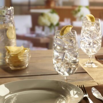 glasses with ice and lemon