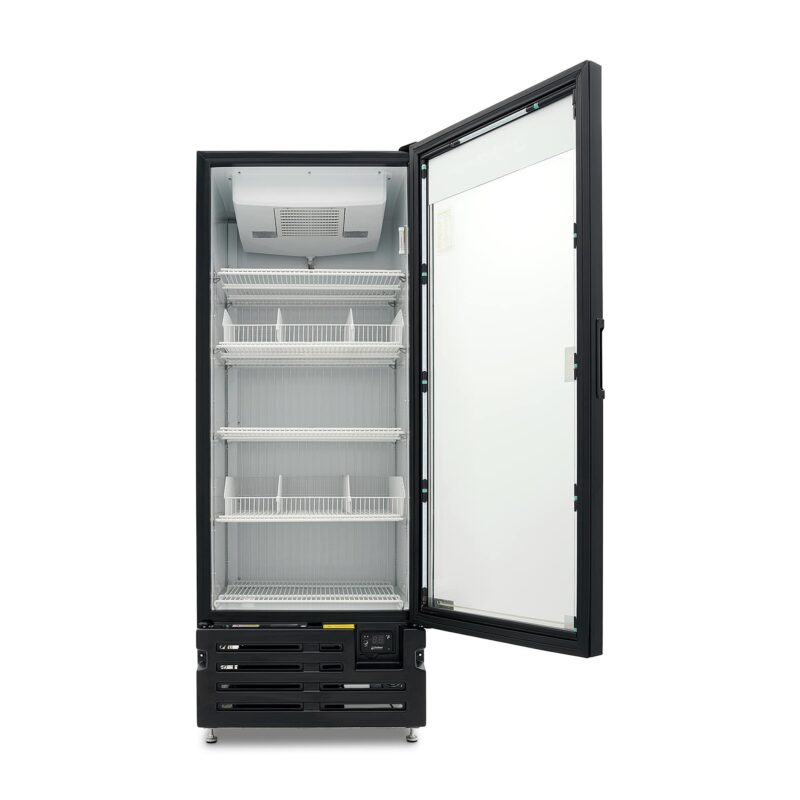 single glass door cooler open