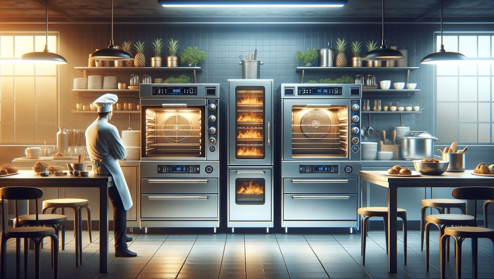 chef standing in kitchen watching the ovens