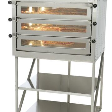 optional stainless steel stand with pizza oven on top