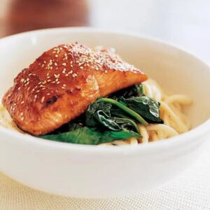 salmon with noodles