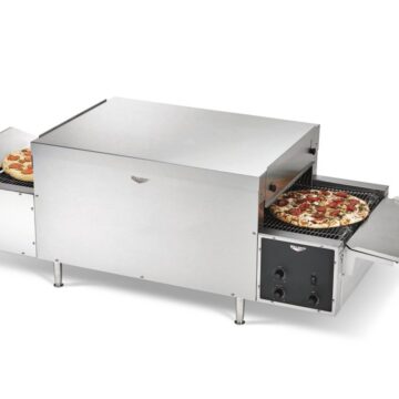 stainless steel pizza oven with pizza