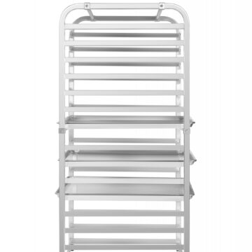 stainless steel rack side view with trays