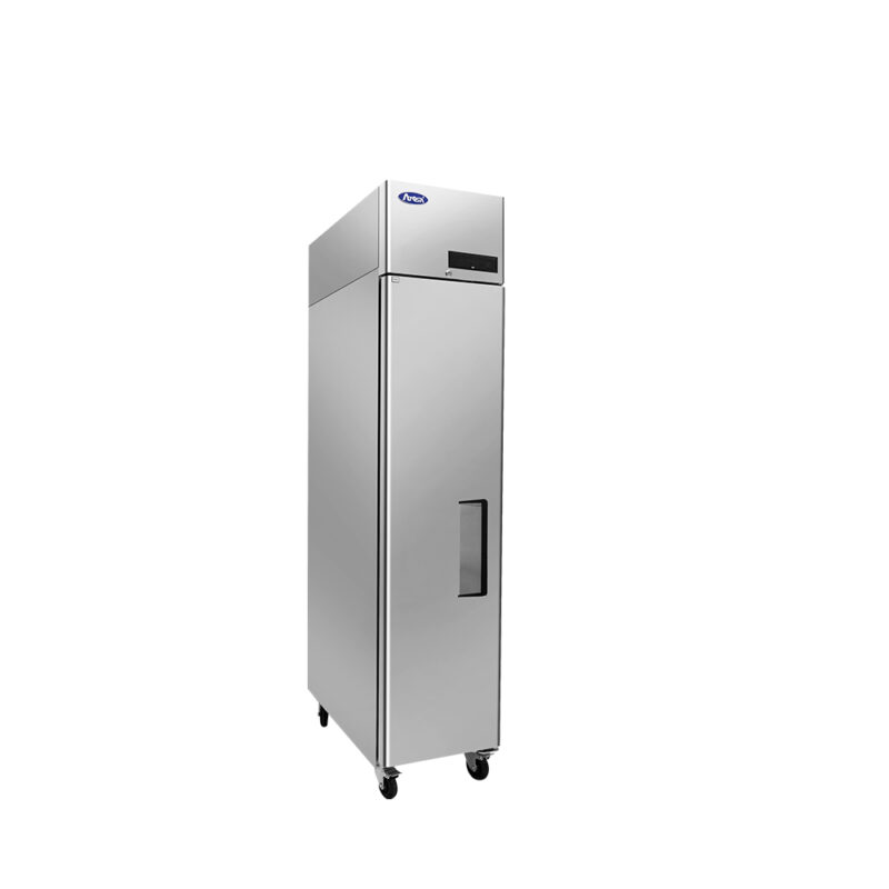 stainless steel reach in refrigerator left side front