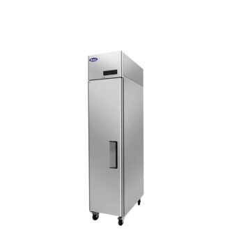 stainless steel reach-in refrigerator right side front