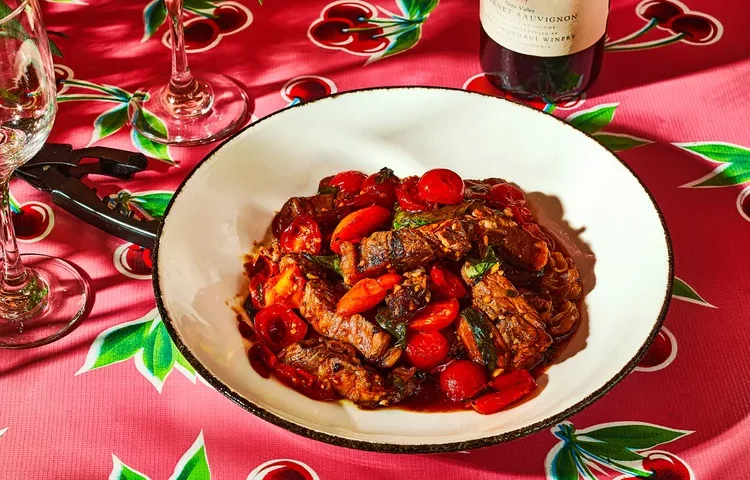beef dish with cherry tomatoes