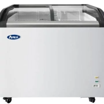 white freezer with curved top front