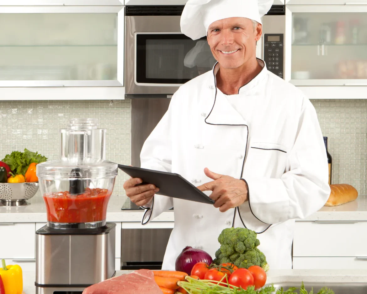chef with food processor