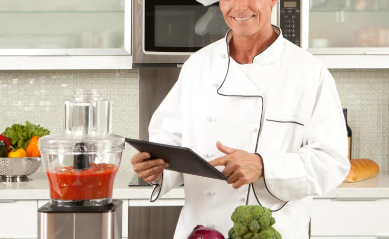 chef with food processor