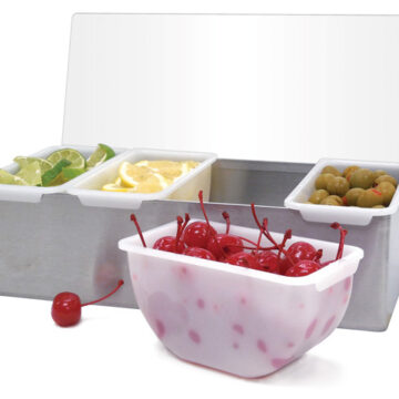 SS Condiment holder with food inside